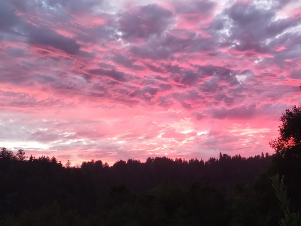 Beautiful pink sunset over the Aptos Hills